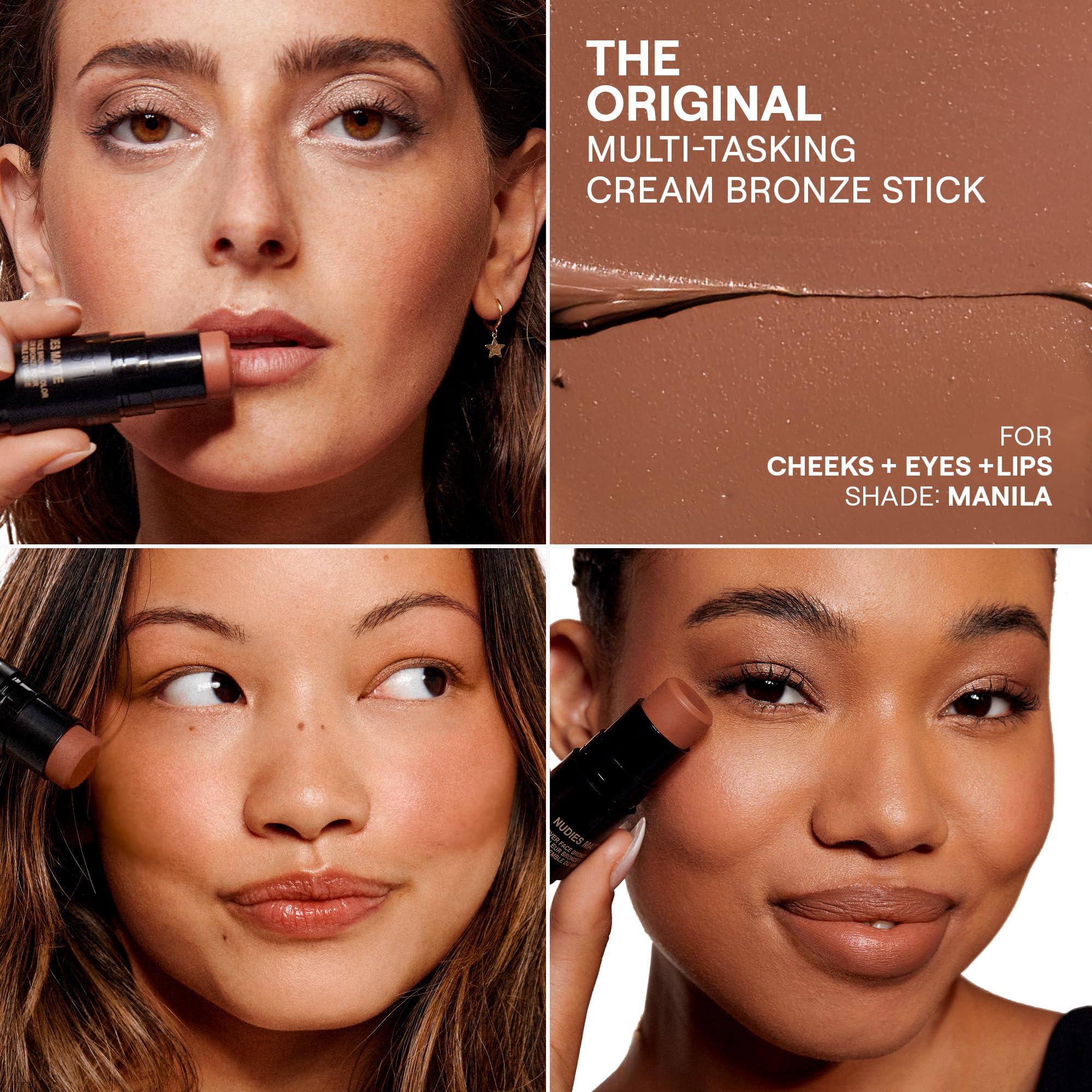 Nudestix Nudies Bronze All Over Matte Bronzer Stick – 3-in-1 Cream Bronzer for Cheeks, Eyes & Lips | Buildable Sun-Kissed Glow | Vegan, Long-Wear Makeup (Manila)