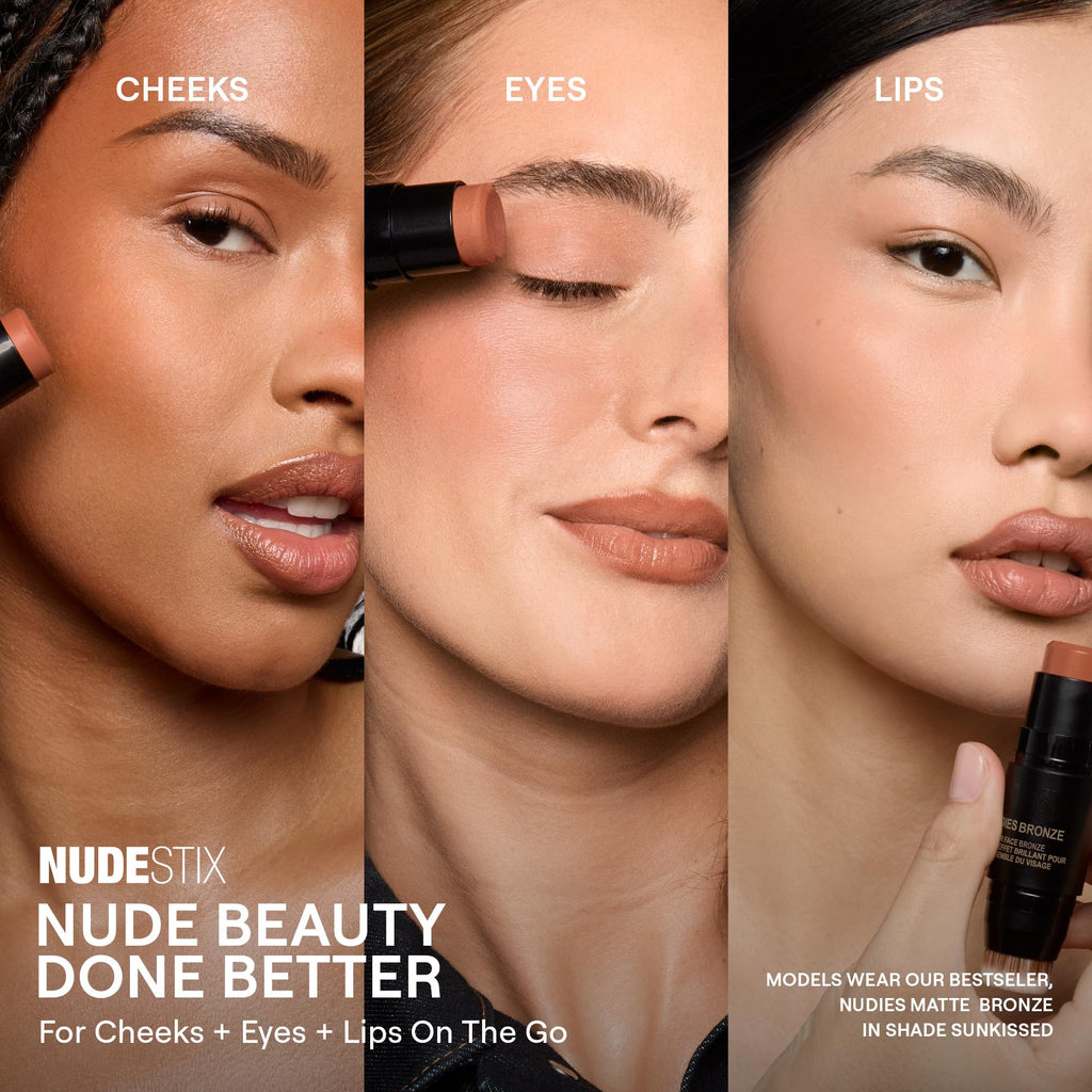 Nudestix Nudies Bronze All Over Matte Bronzer Stick – 3-in-1 Cream Bronzer for Cheeks, Eyes & Lips | Buildable Sun-Kissed Glow | Vegan, Long-Wear Makeup (Manila)