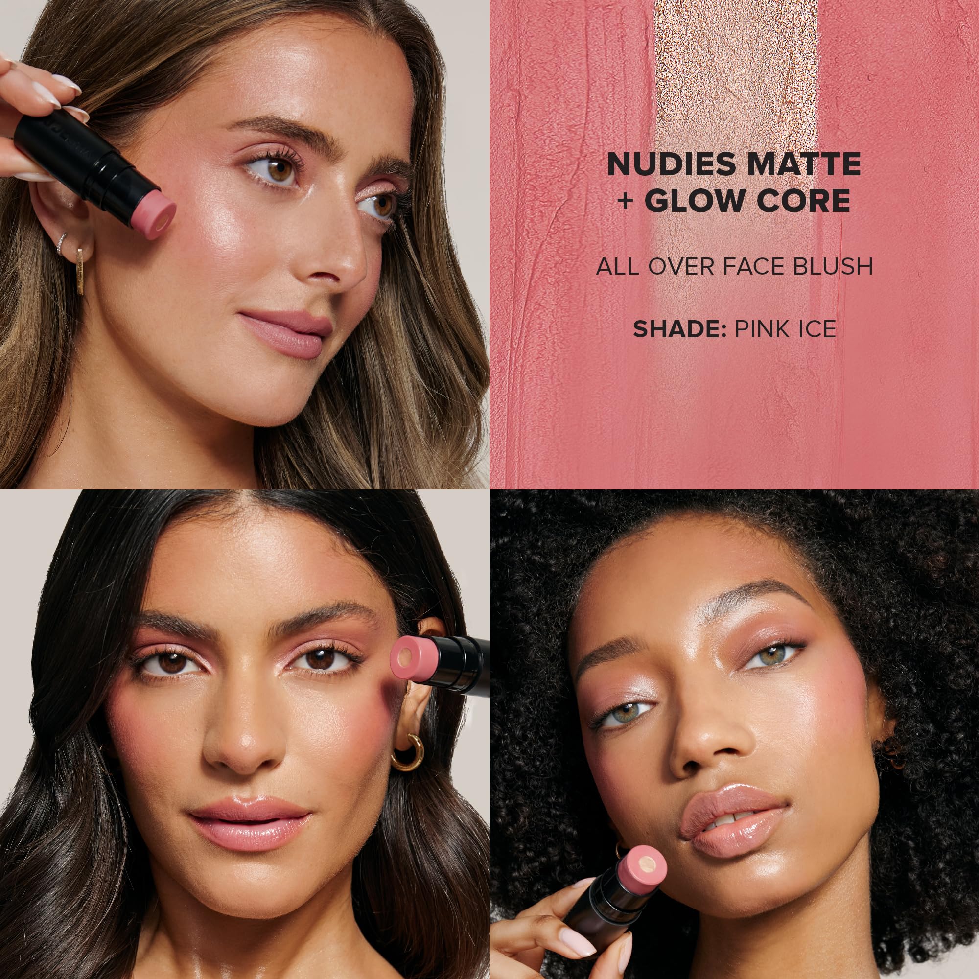 Nudestix Nudies Matte + Glow Core Pink Ice – Dual-Core Cream Blush Stick