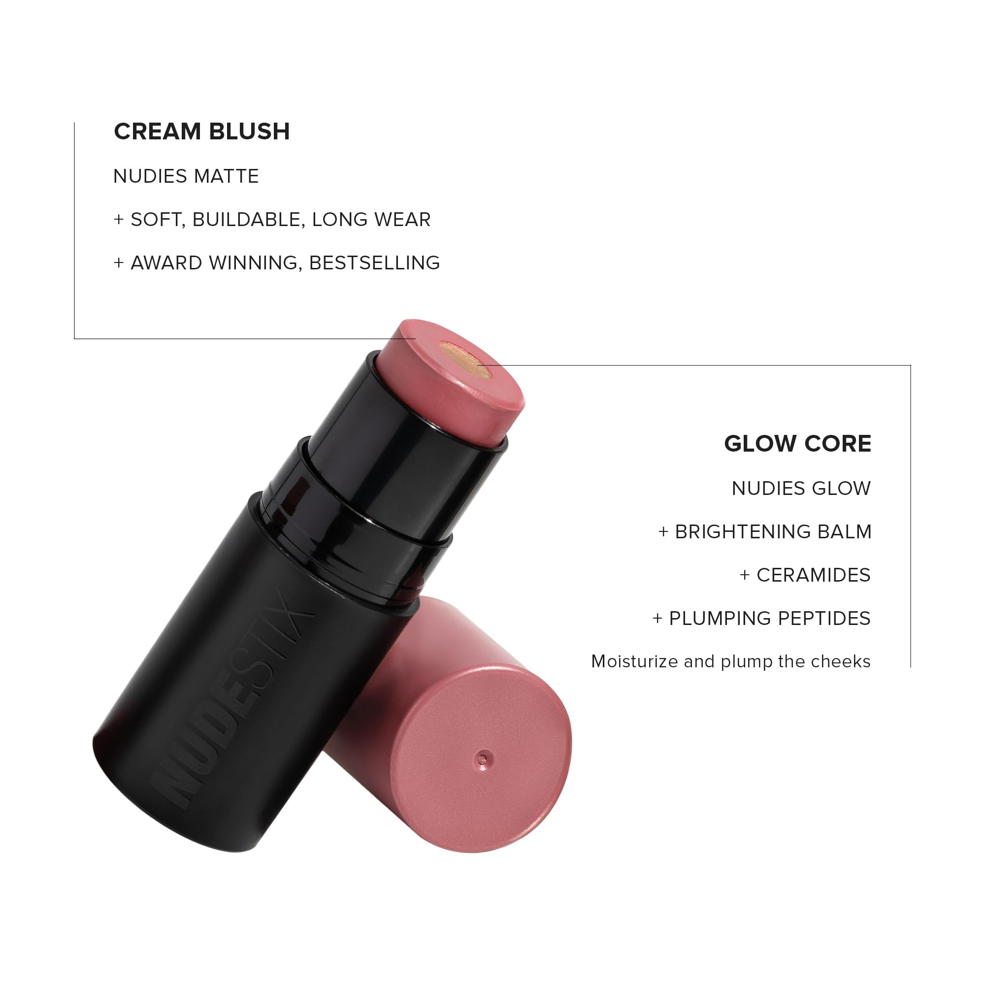 Nudestix Nudies Matte + Glow Core Pink Ice – Dual-Core Cream Blush Stick