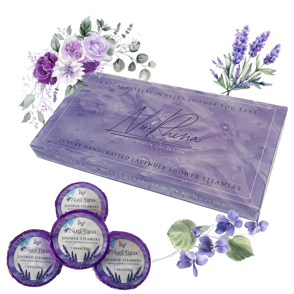 NuePhina Premium Lavender Shower Steamers – 100% Natural, Long-Lasting Spa-Like Aromatherapy