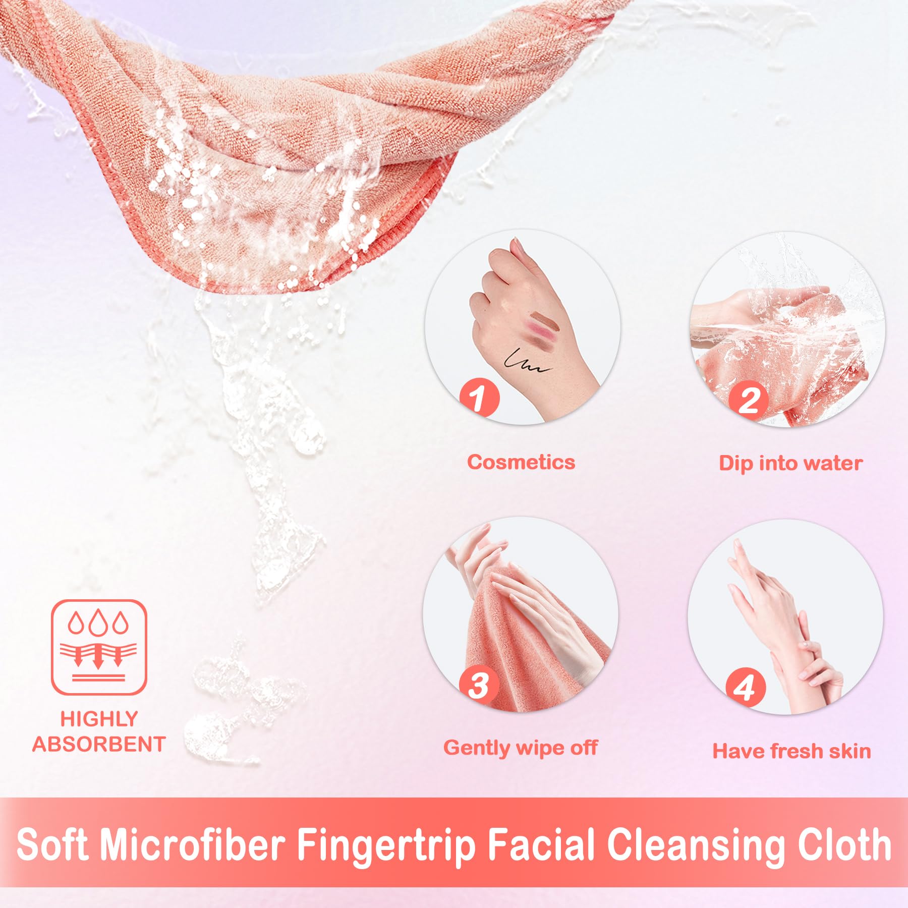 NUGILLA Makeup Remover Cloths – 6 Pack, 12x12 Inch Reusable Microfiber Towels