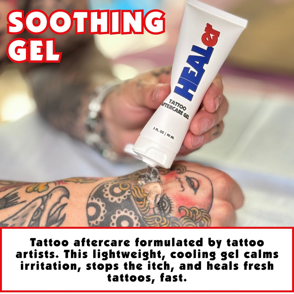 NUMBer HEALer Tattoo Aftercare Gel – Fast-Absorbing Aloe & Vitamin E Moisturizer (3oz Travel Size)
