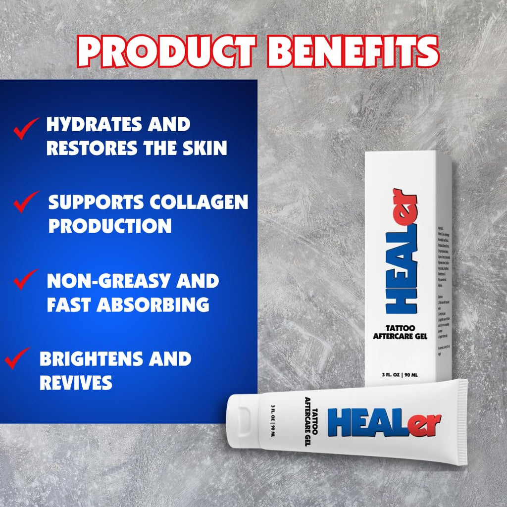 NUMBer HEALer Tattoo Aftercare Gel – Fast-Absorbing Aloe & Vitamin E Moisturizer (3oz Travel Size)