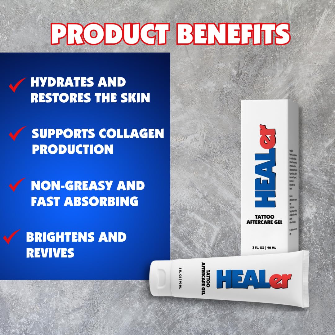 NUMBer HEALer Tattoo Aftercare Gel – Fast-Absorbing Aloe & Vitamin E Moisturizer (3oz Travel Size)