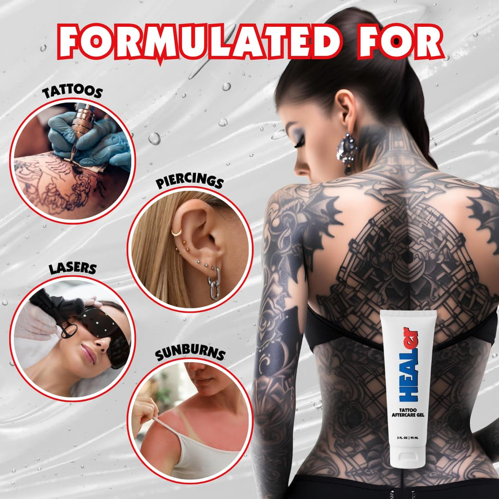 NUMBer HEALer Tattoo Aftercare Gel – Fast-Absorbing Aloe & Vitamin E Moisturizer (3oz Travel Size)