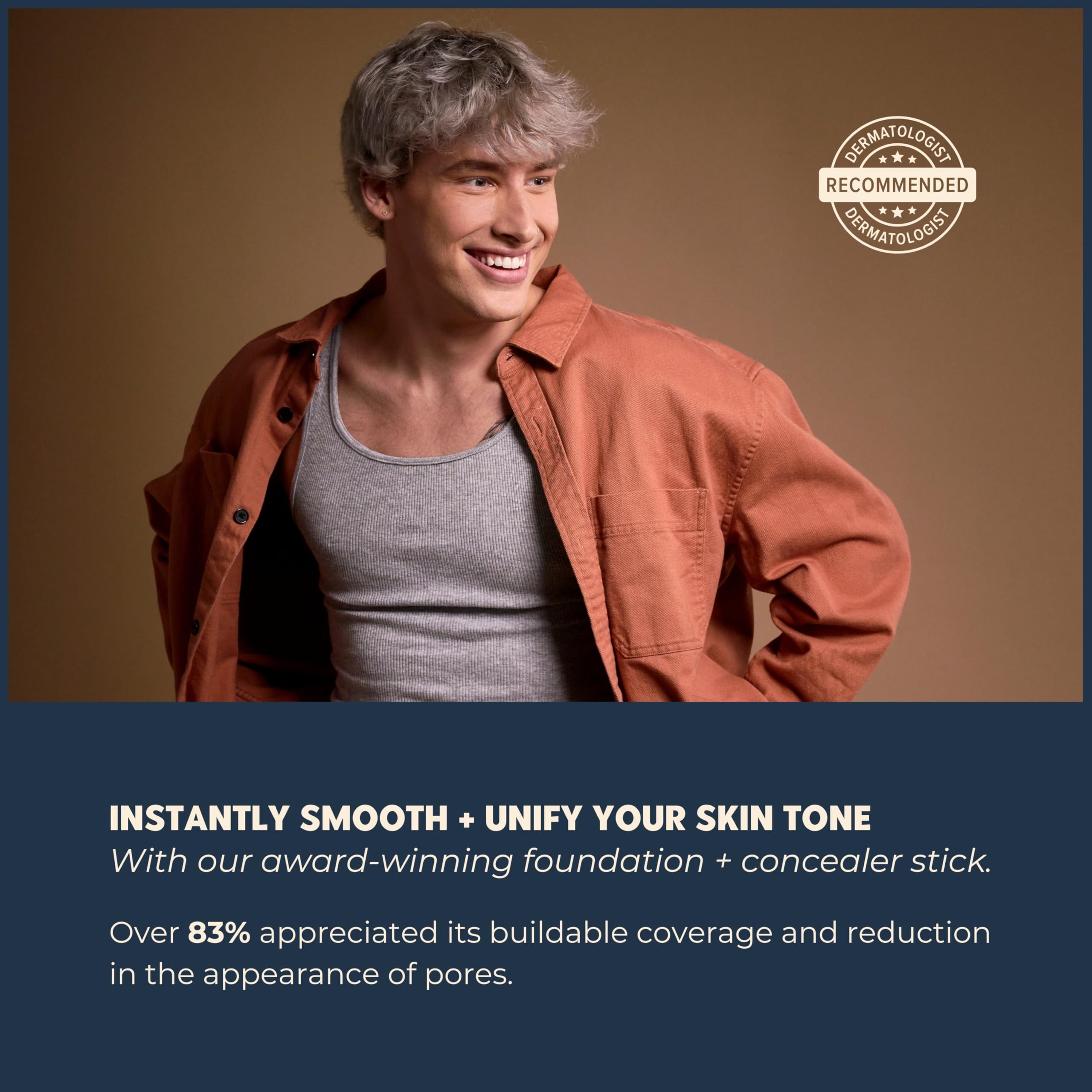 NuNorm Foundation & Concealer Stick for Men – Buildable Coverage for Dark Circles, Blemishes & Redness