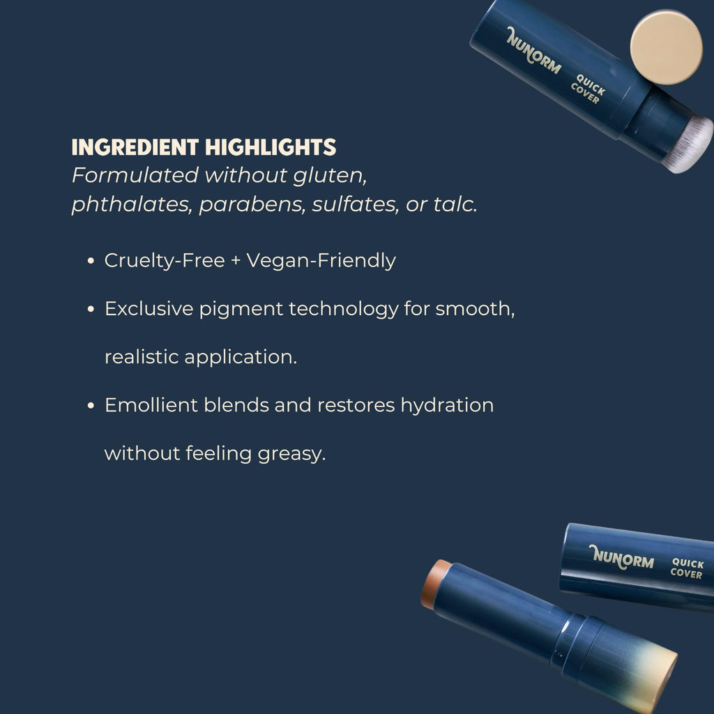 NuNorm Quick Cover Foundation & Concealer Stick for Men – Buildable, Non-Comedogenic 08-Beige