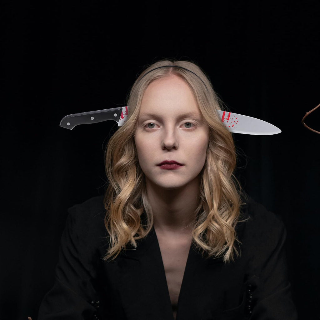 NUOBESTY 3pcs Halloween Horror Headbands – Creepy Knife & Axe Through Head Hairpieces for Carnival Costumes