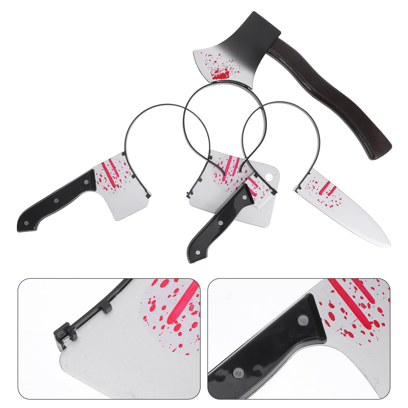 NUOBESTY 3pcs Halloween Horror Headbands – Creepy Knife & Axe Through Head Hairpieces for Carnival Costumes
