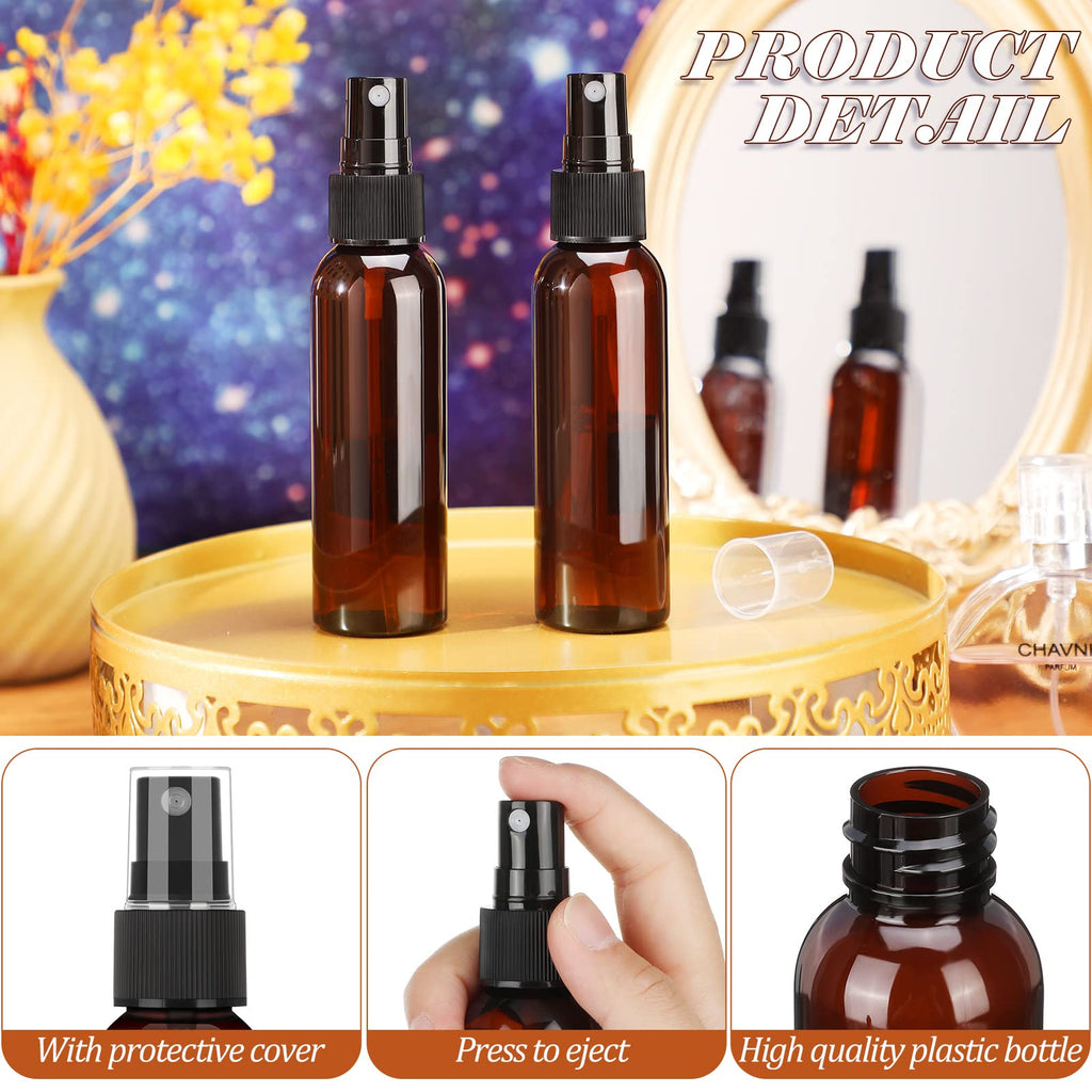Nuogo 100 Pack 2 oz Amber Plastic Spray Bottles – Refillable Travel Mist Sprayers