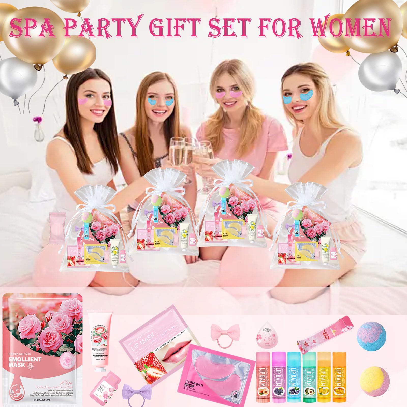 NUOMAN 144 PCS Spa Party Supplies for Women – Face Masks, Hand Cream & Bath Bombs