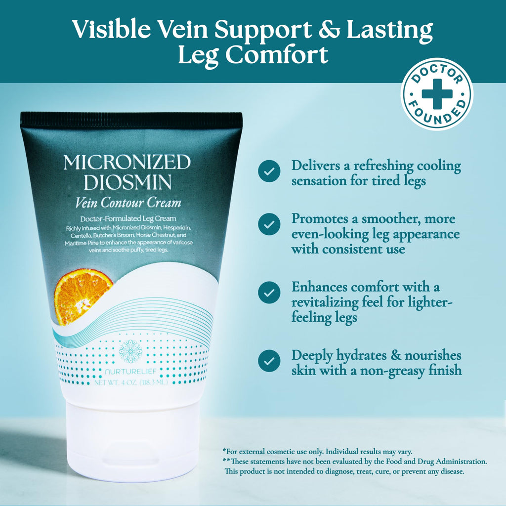 Nurturelief Micronized Diosmin Cream for Spider & Varicose Veins | Cooling Leg Care
