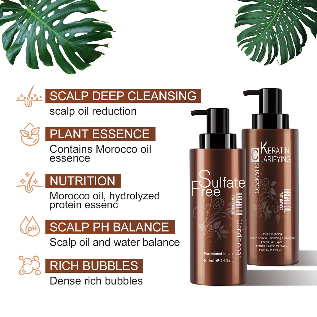 NUSPA Moisturizing Organic Moroccan Argan Oil Shampoo & Conditioner Set – Sulfate Free, Color Safe