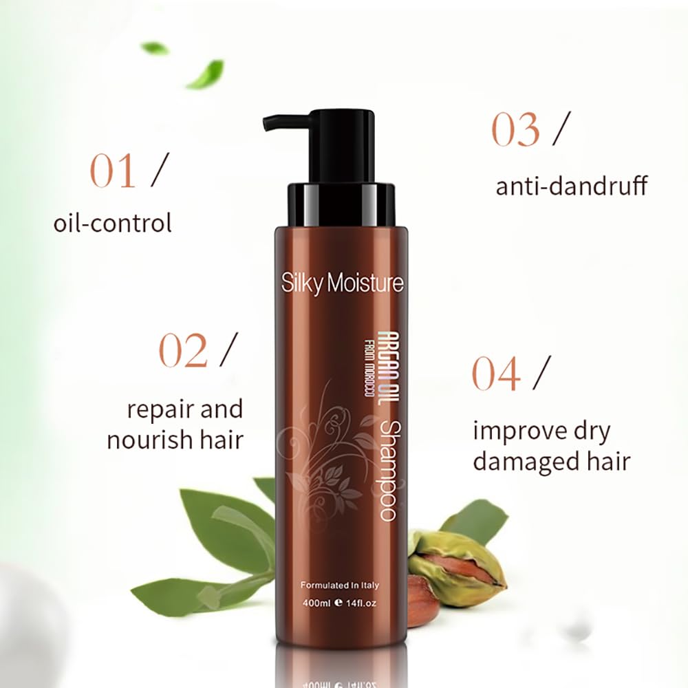 NUSPA Moisturizing Organic Moroccan Argan Oil Shampoo & Conditioner Set – Sulfate Free, Color Safe