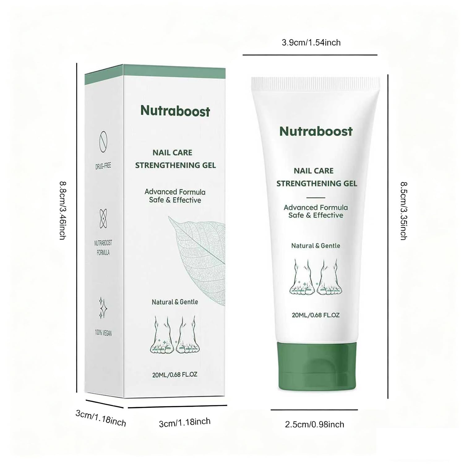 Nutraboost Natural Nail Care Gel – Strengthening Cuticle Serum for Damaged Nails, 20 ml (Pack of 3)