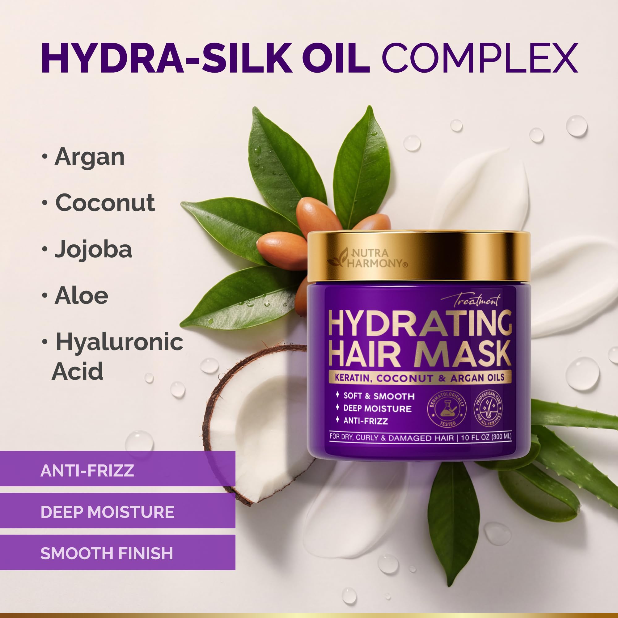 Nutraharmony Hydrating Hair Mask – Post-Relaxer Keratin-Biotin Conditioning for Damaged & Dry Color-Treated Hair
