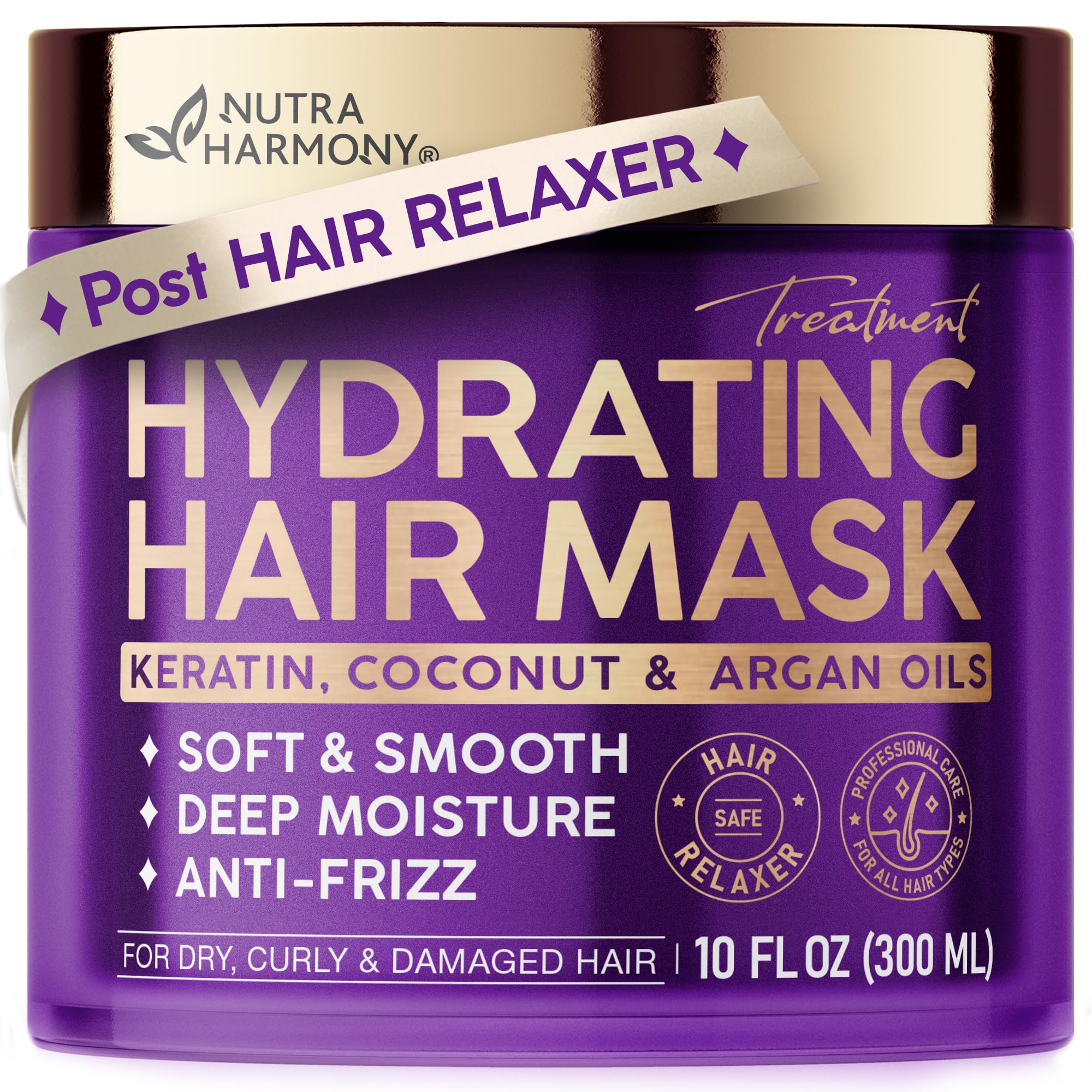Nutraharmony Hydrating Hair Mask – Post-Relaxer Keratin-Biotin Conditioning for Damaged & Dry Color-Treated Hair