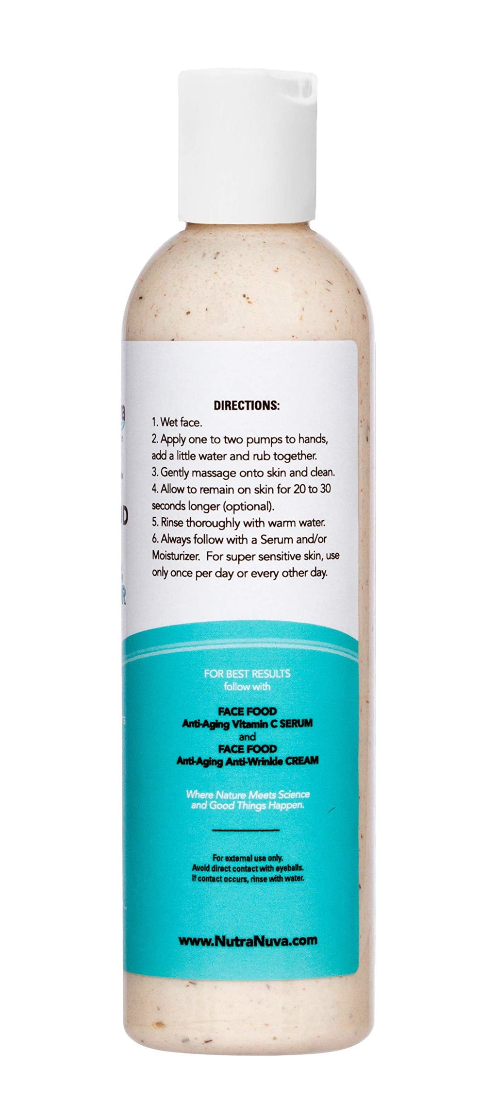 NutraNuva Face Food – All-in-One Cleanser, Exfoliator & Toner with Tea Tree & Kaolin Clay | Vegan, pH-Balanced, 6 oz