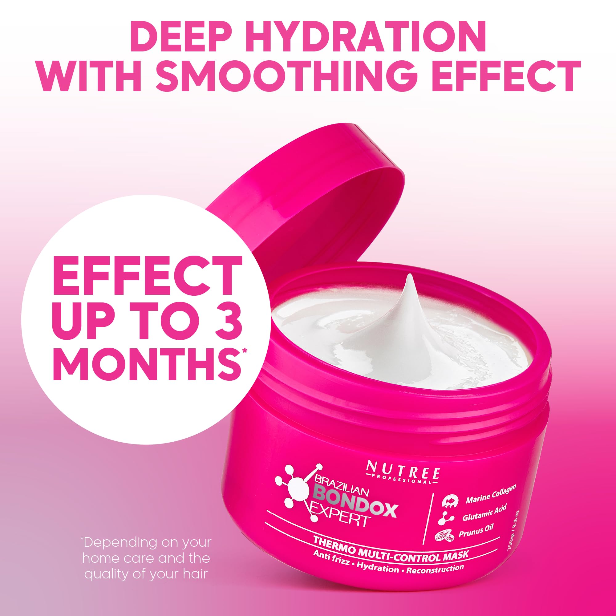 Nutree Professional Hair Mask for Damaged Hair | Brazilian Bondox 8.8 oz | Thermal Activated
