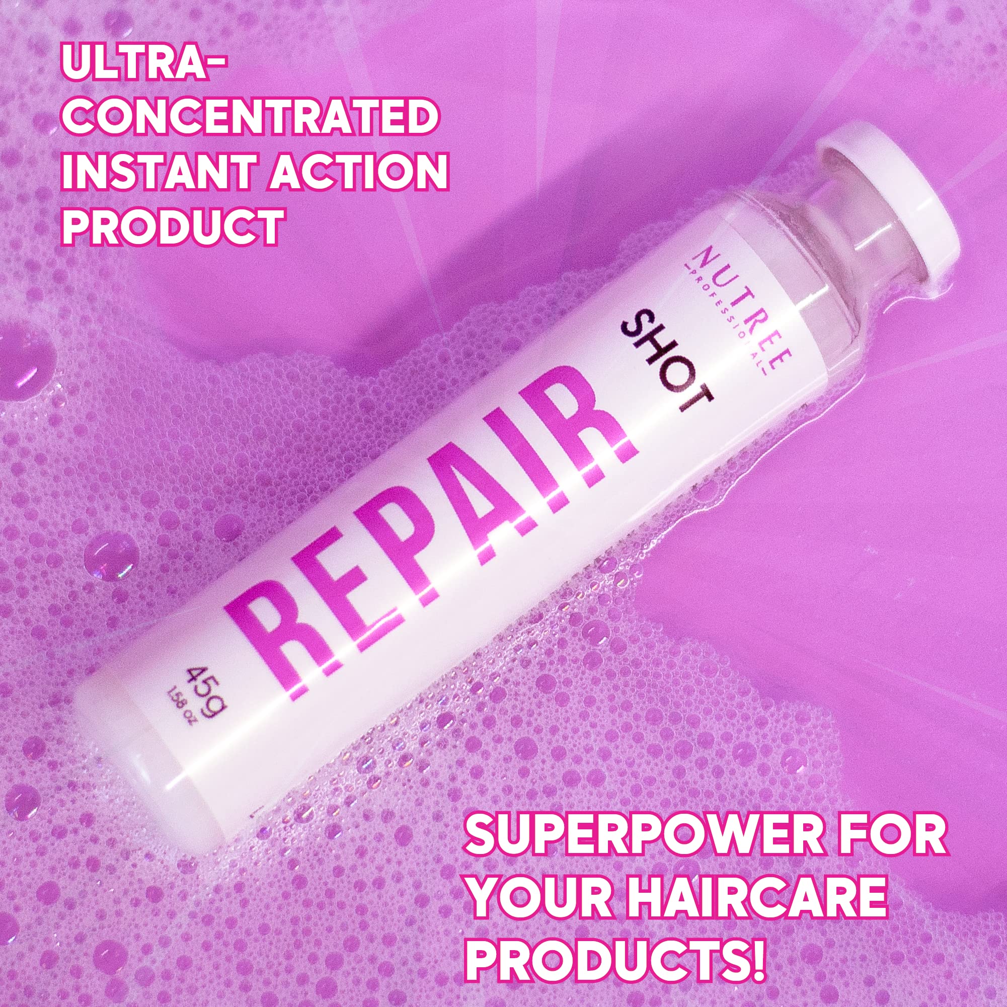 Nutree Professional Keratin Hair Treatment Repair Shot – Ultra Concentrated 1.58 oz with Keratin & Hyaluronic Acid