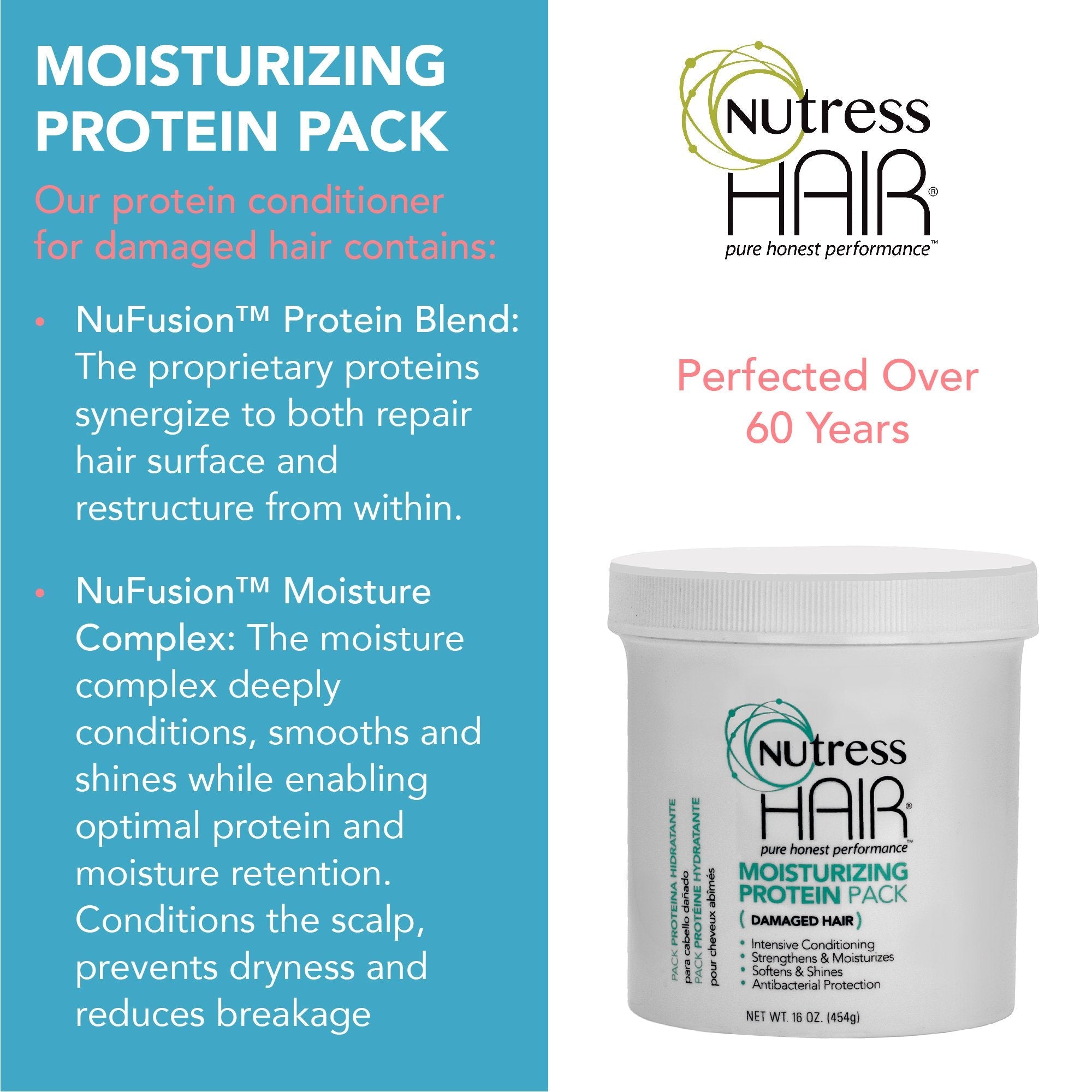 Nutress Hair One-Step Protein Treatment for Damaged Hair – 16 oz