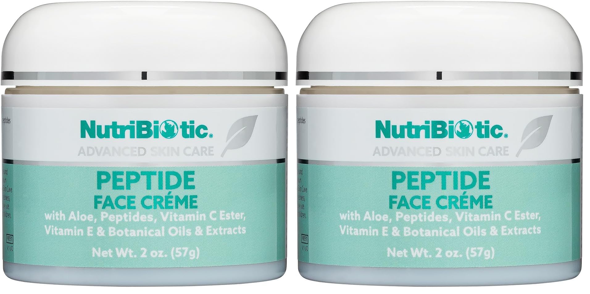 NutriBiotic Peptide Face Creme with GSE – Ultra-Hydrating, Paraben Free, 2 Oz x 2