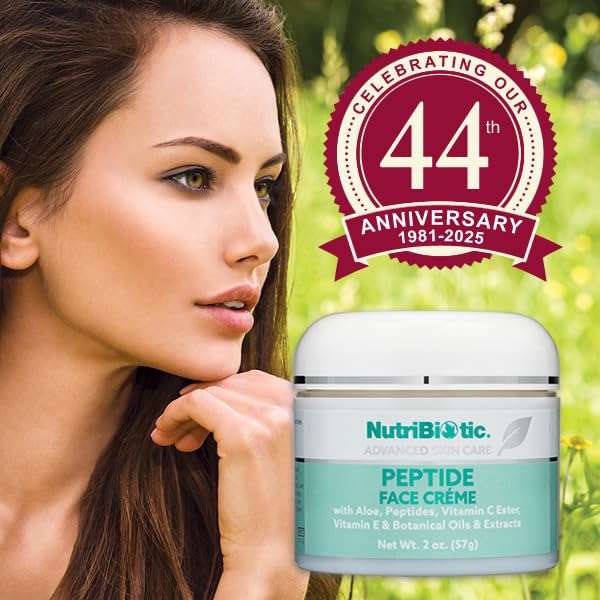 NutriBiotic Peptide Face Creme with GSE – Ultra-Hydrating, Paraben Free, 2 Oz x 2