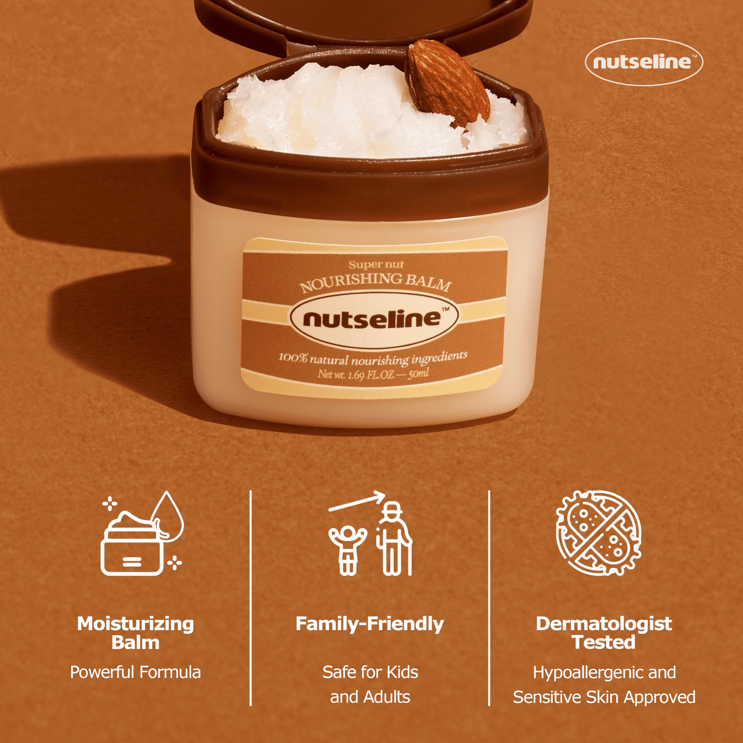 Nutseline Super Nut Nourishing Balm – Vegan, Petroleum-Free Moisturizer for Dry & Sensitive Skin (50ml)