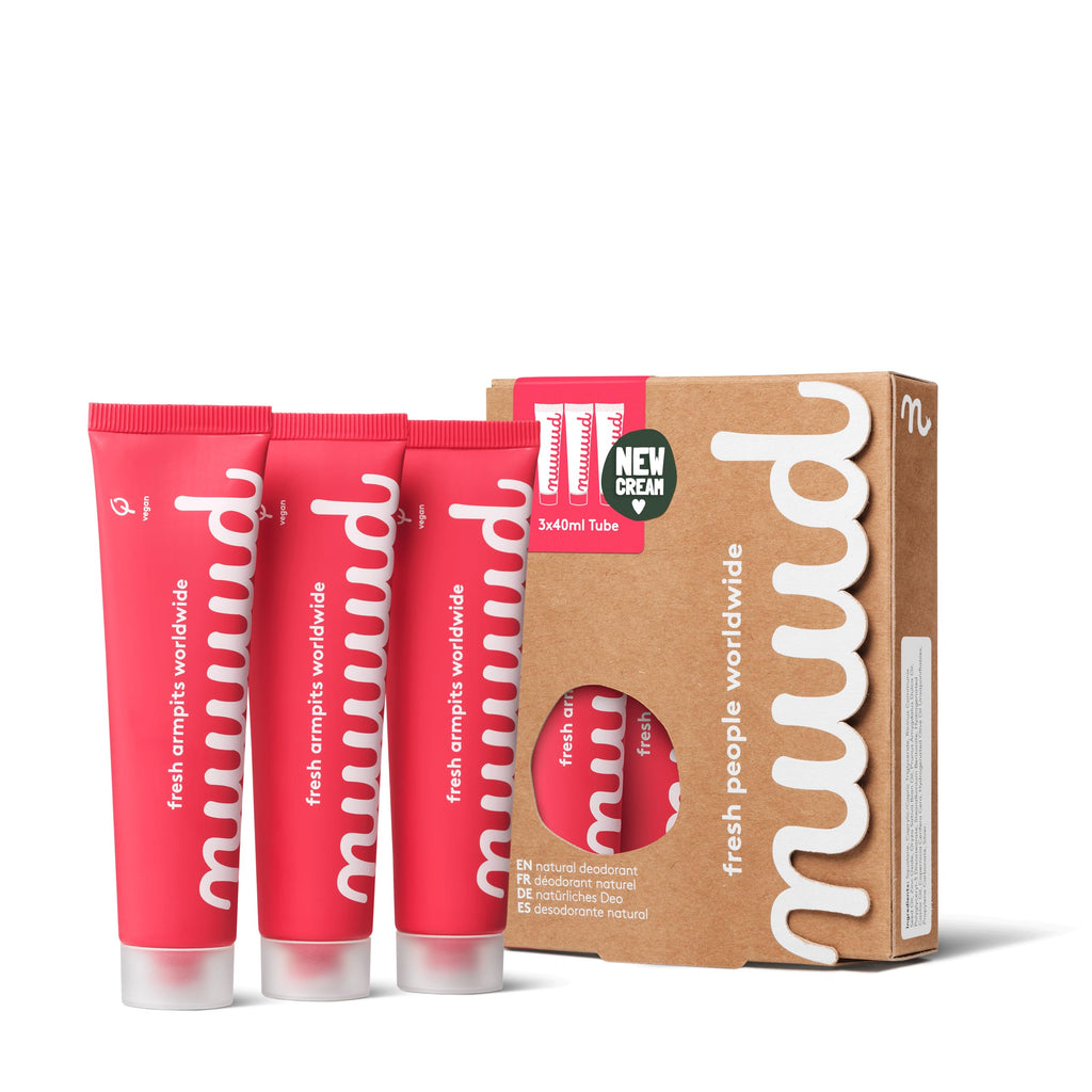 Nuud xXL Pack – 3 x 40ml Natural Vegan Deodorant Cream (13–14 Months) – No Perfume, No Aluminium