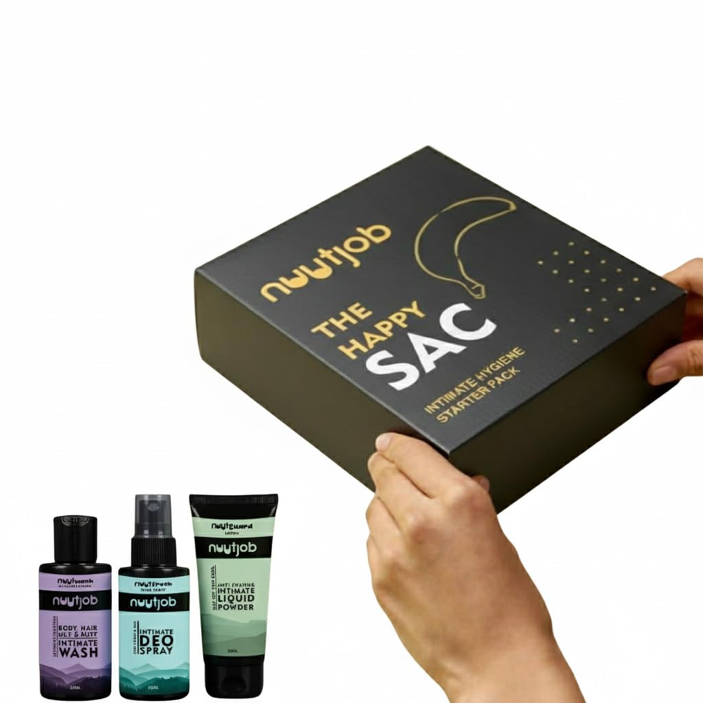 NUUTJOB Happy Sac Gift Set for Men – 3-Piece Intimate Care Trio (Wash, Spray, Powder)
