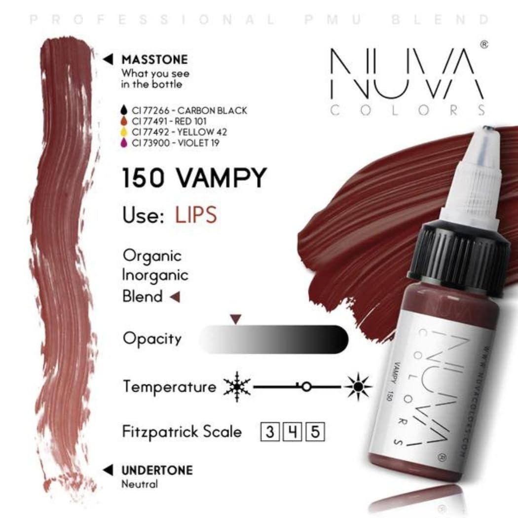 Nuva Colors PMU Lip Pigment — Customizable, Cool Undertone, Made in USA (Vampy)