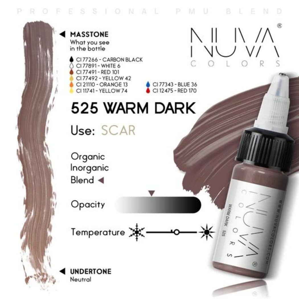 Nuva Pigments for PMU Scar Procedures — Customizable, Cool Undertone (Warm Dark)