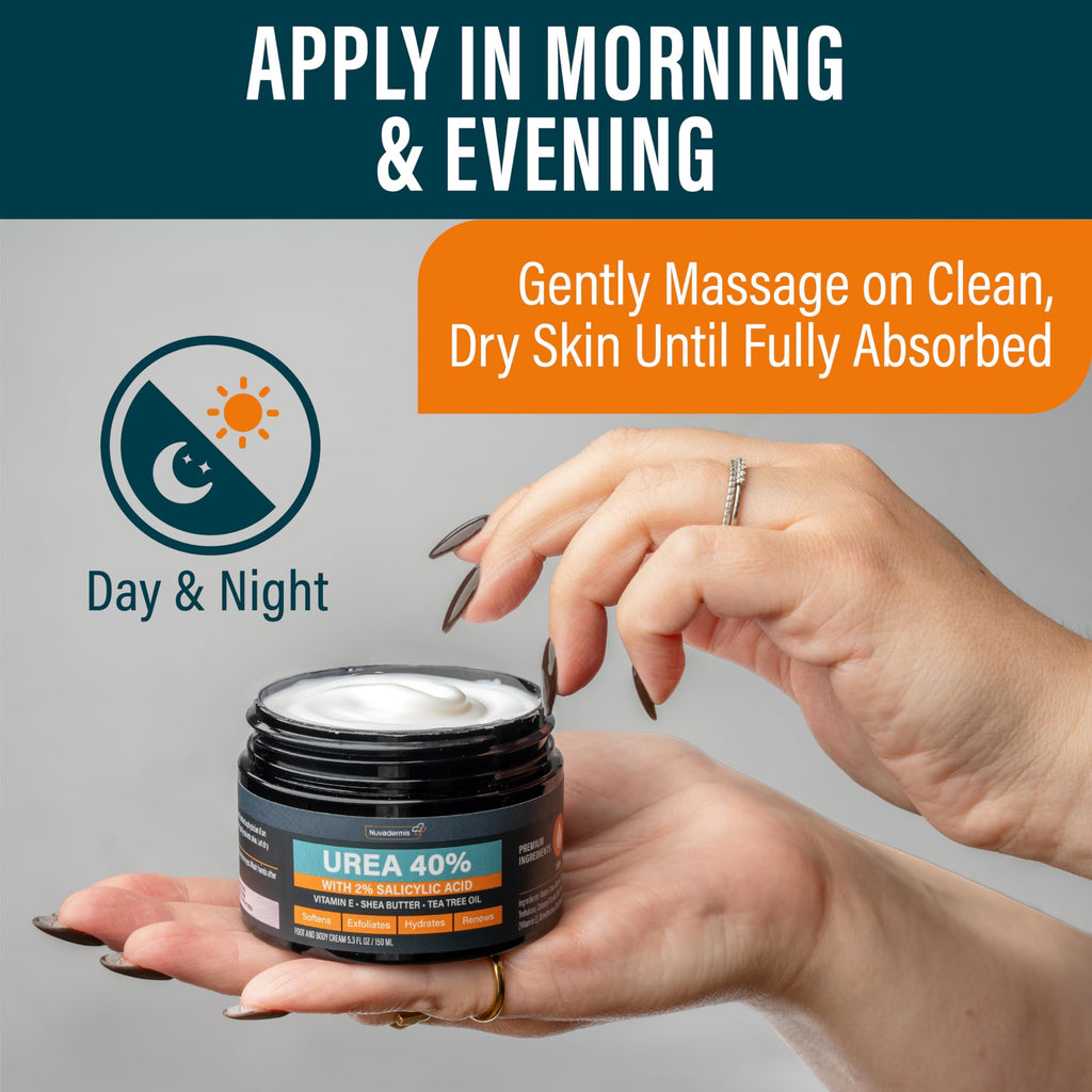 NUVADERMIS 40% Urea Cream – Full-Body Moisturizer for Extremely Dry Skin, 5.3 oz, 2-Pack