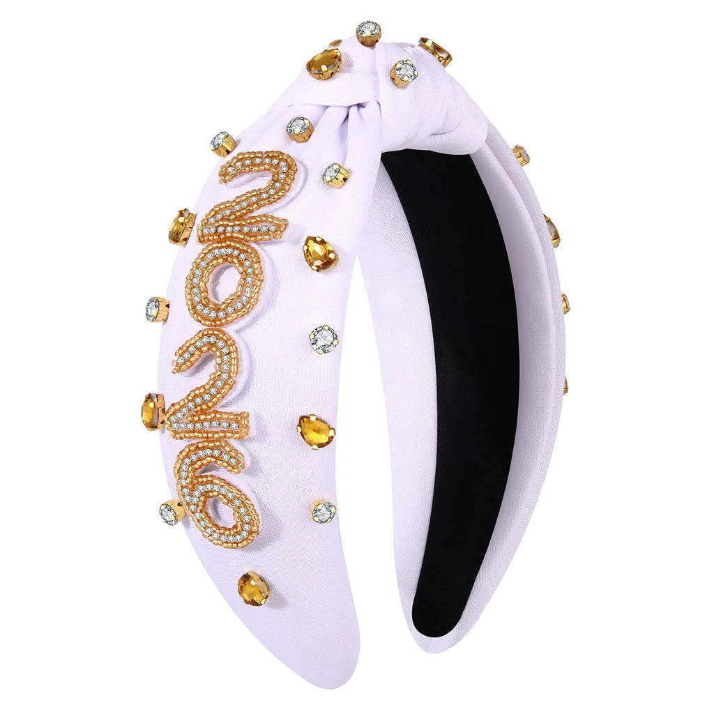 NVENF Happy New Year Headband | Black & Gold Beaded NYE Hairband