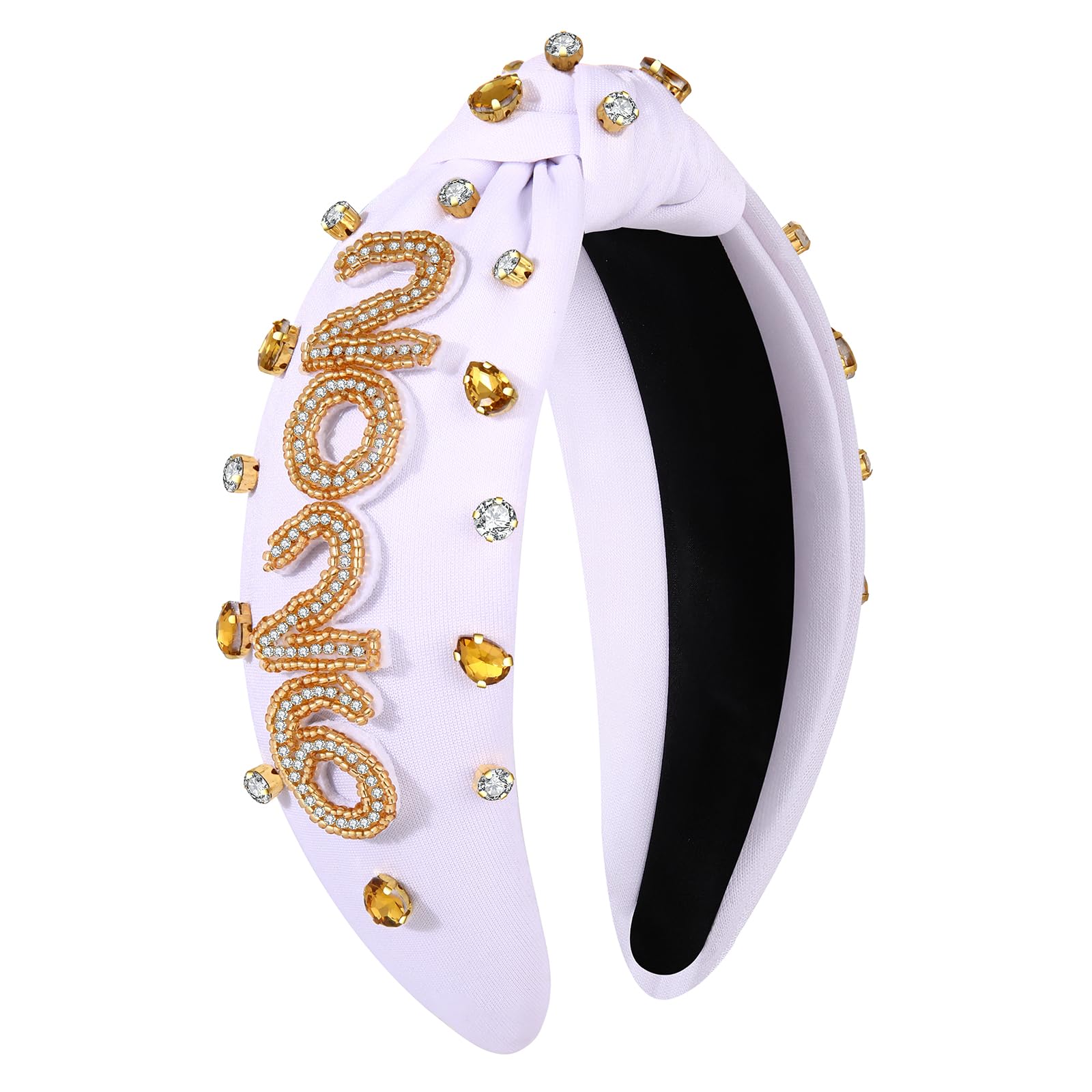 NVENF Happy New Year Headband | Black & Gold Beaded NYE Hairband