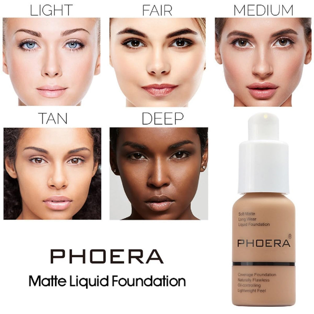 nvyue 2-Pack PHOERA Foundation 103 Warm Peach – Full Coverage Liquid Foundation (30ml x2)