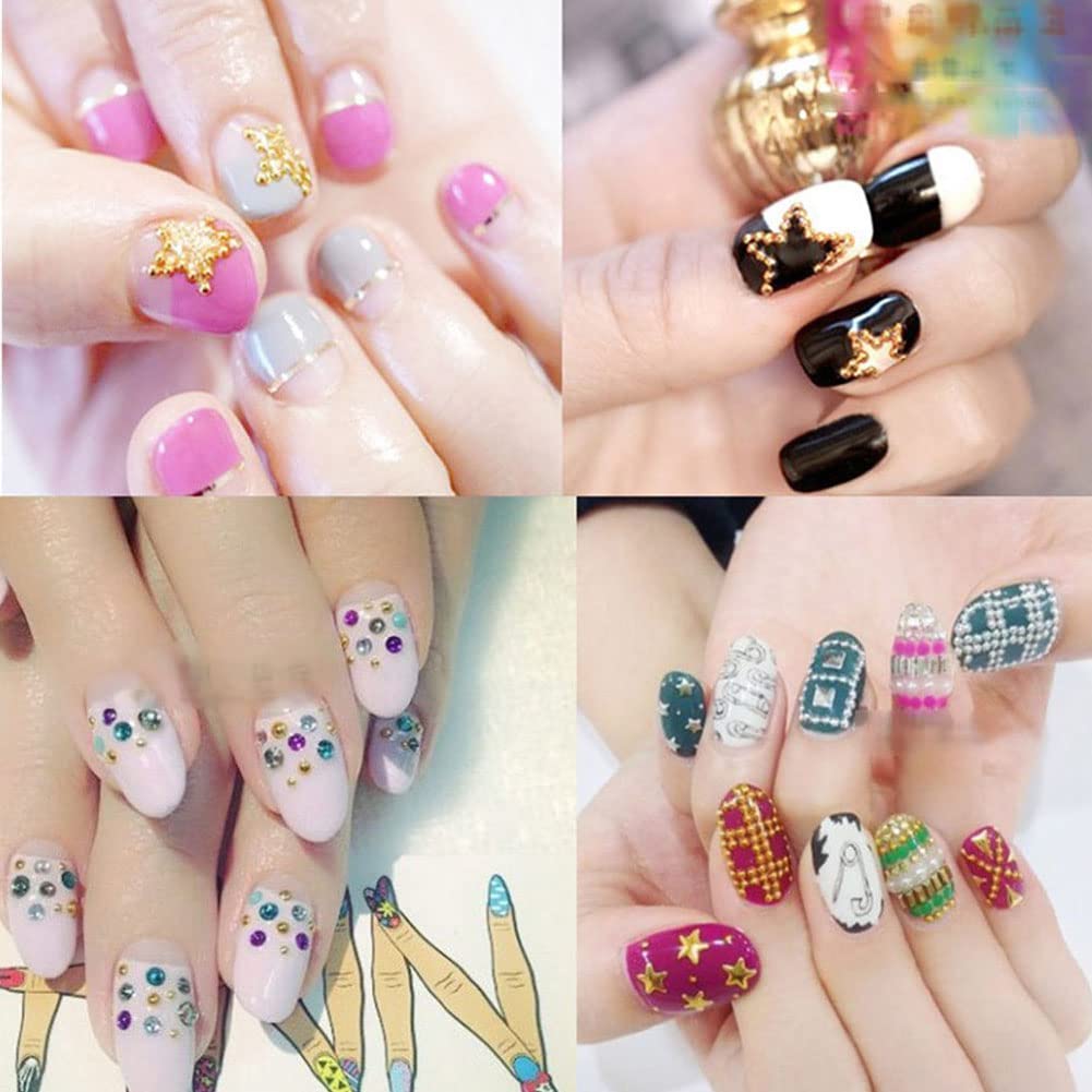 NW Mesiyun Nail Art Beads Kit – Gold, Silver & Rose Gold 1.0mm (12 Pots)