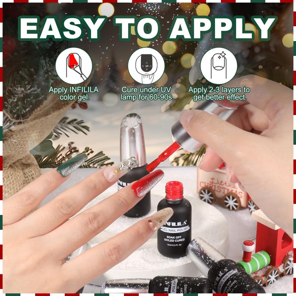 NXJ INFILILA Cat Eye Christmas Gel Nail Polish Set – 6 Colors in 10ml, Feline Luster07