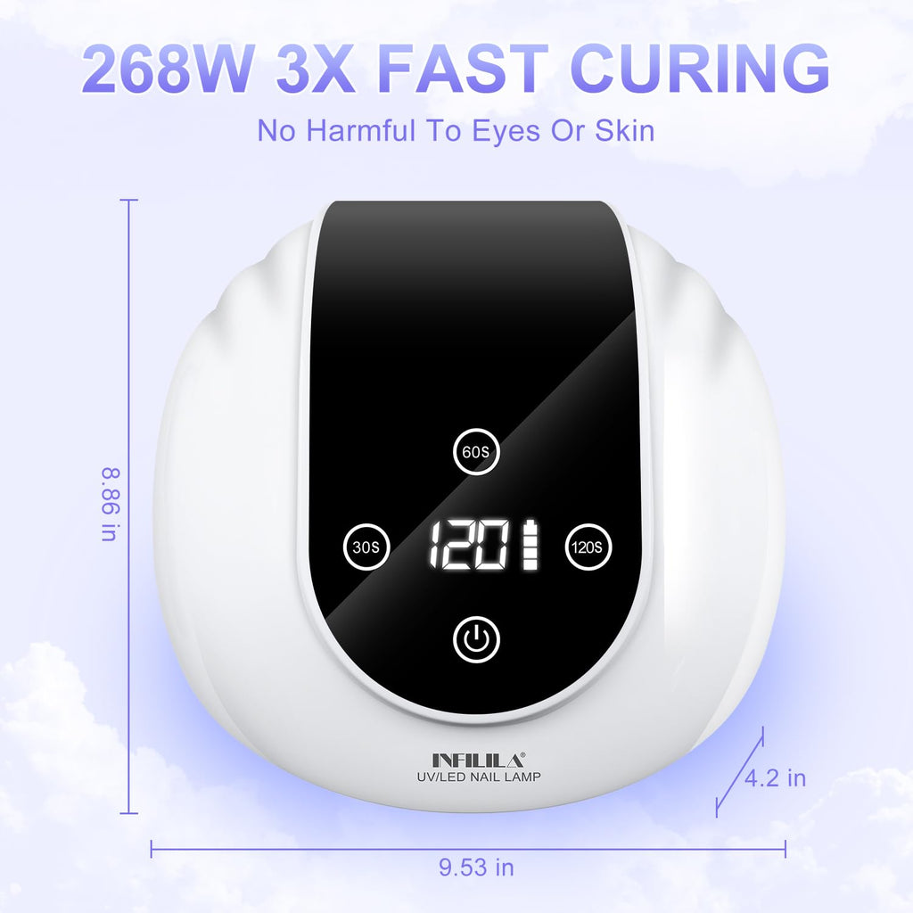 NXJ INFILILA Cordless Nail Lamp — 268W Fast Curing UV LED Nail Dryer