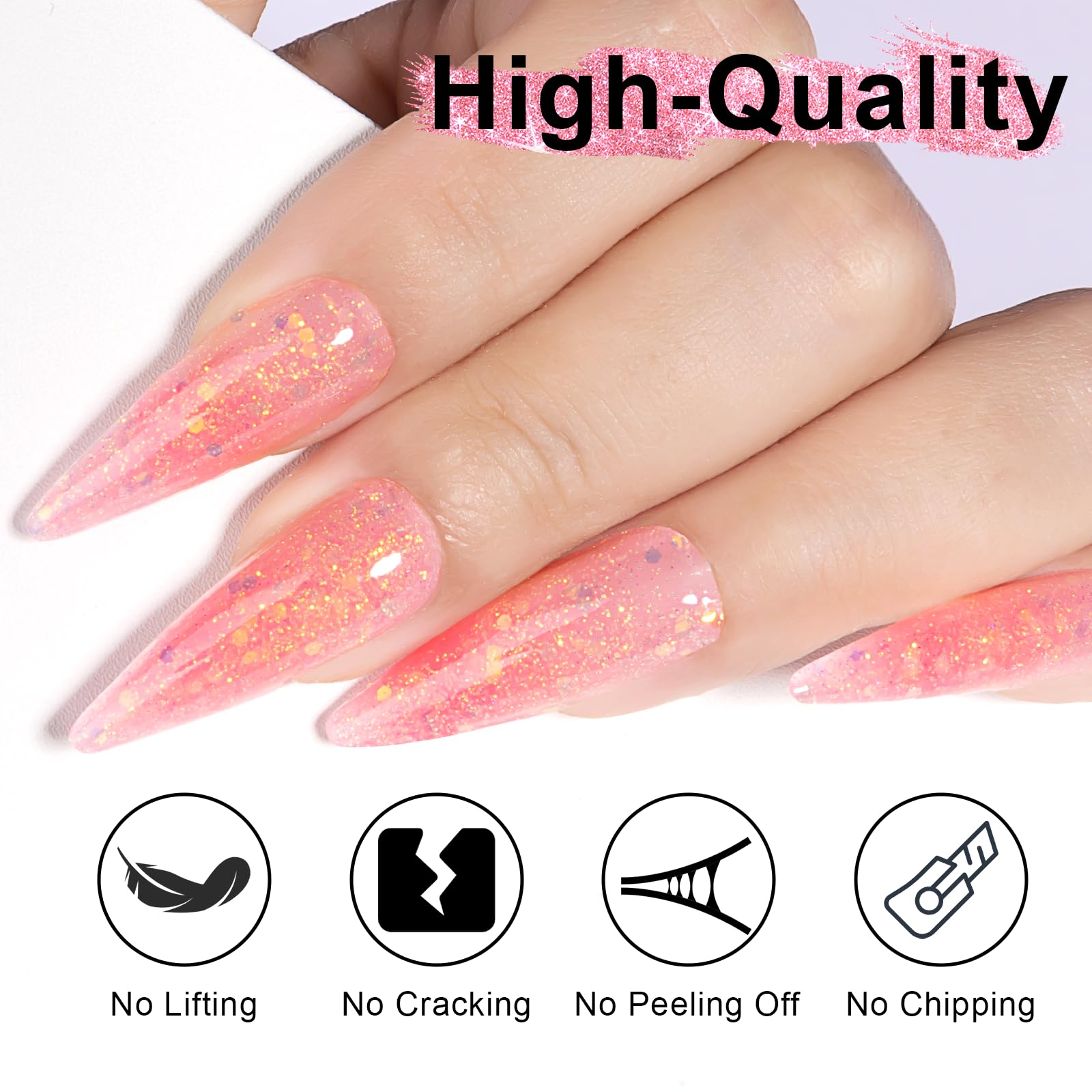 NXJ INFILILA Glitter Poly Nail Gel 50ml – Hot Pink Sparkle Builder Gel for UV/LED Nails | DIY Home Salon