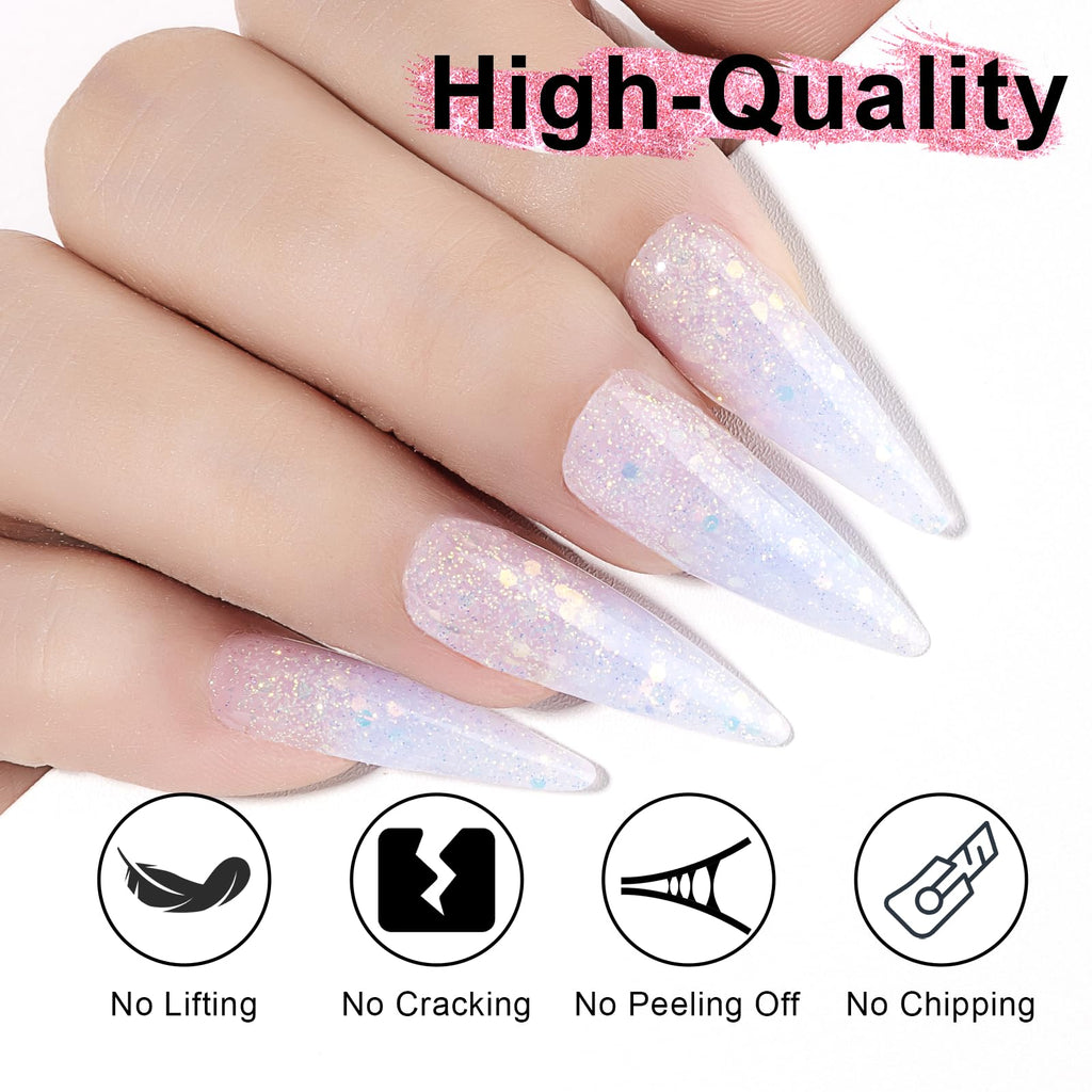 NXJ INFILILA Glitter Poly Nail Gel – Baby Blue Builder Gel (50ml) for DIY Nails