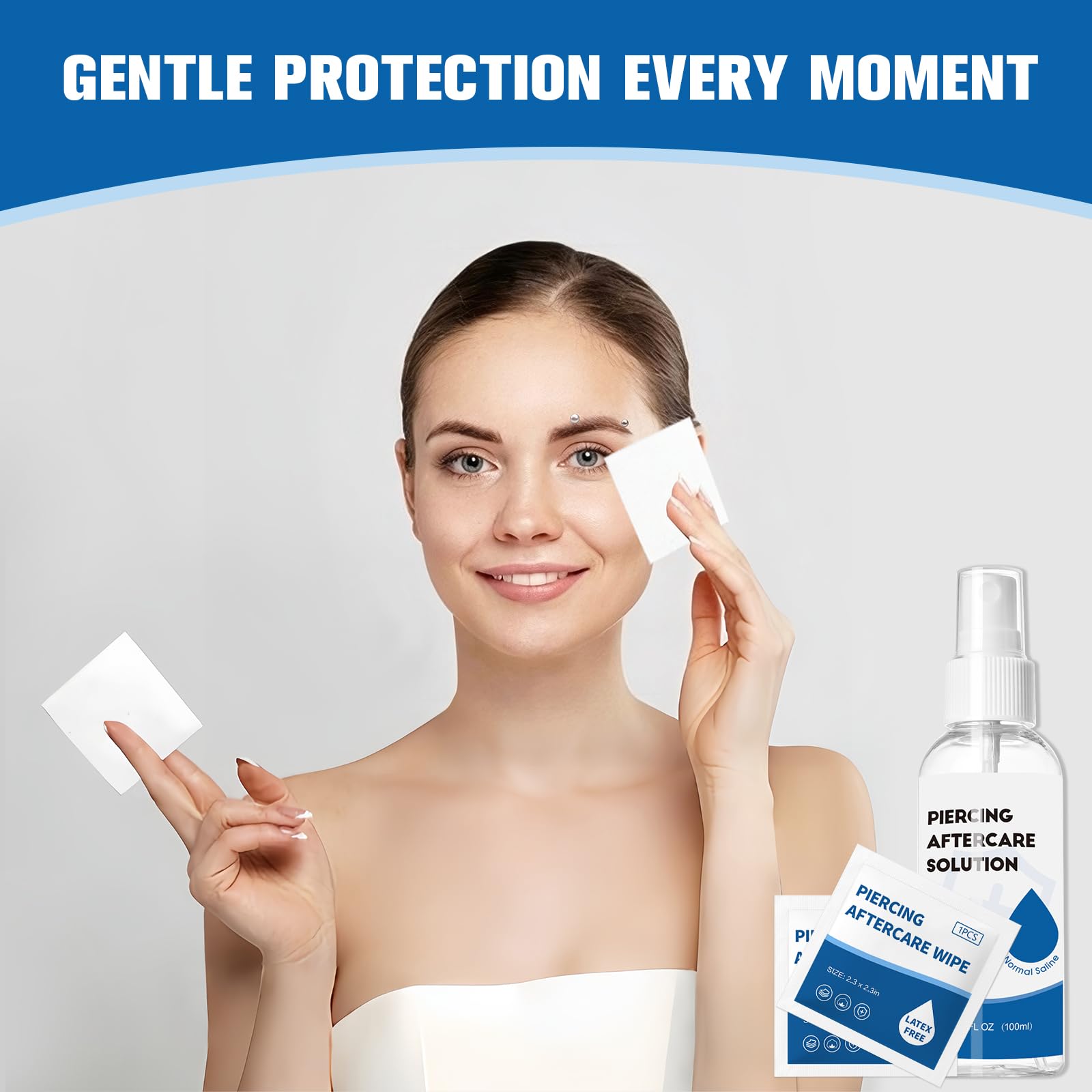 NXPPYY 2-in-1 Piercing Aftercare Spray & Wipes Kit — Gentle, Non-Greasy Saline Cleanser