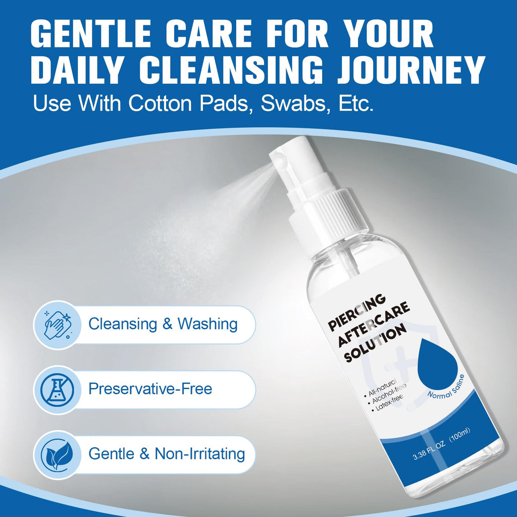 NXPPYY 2-in-1 Piercing Aftercare Spray & Wipes Kit — Gentle, Non-Greasy Saline Cleanser