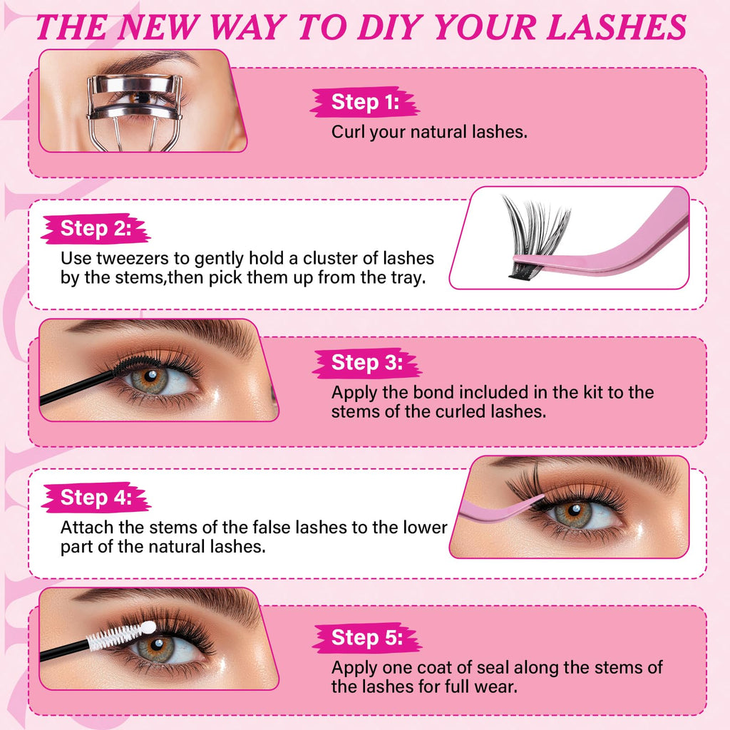 NYCAAR DIY Lash Extension Kit – 280Pcs, 30D/40D Clusters, 0.07D Curl, 9-16mm, Glue Remover