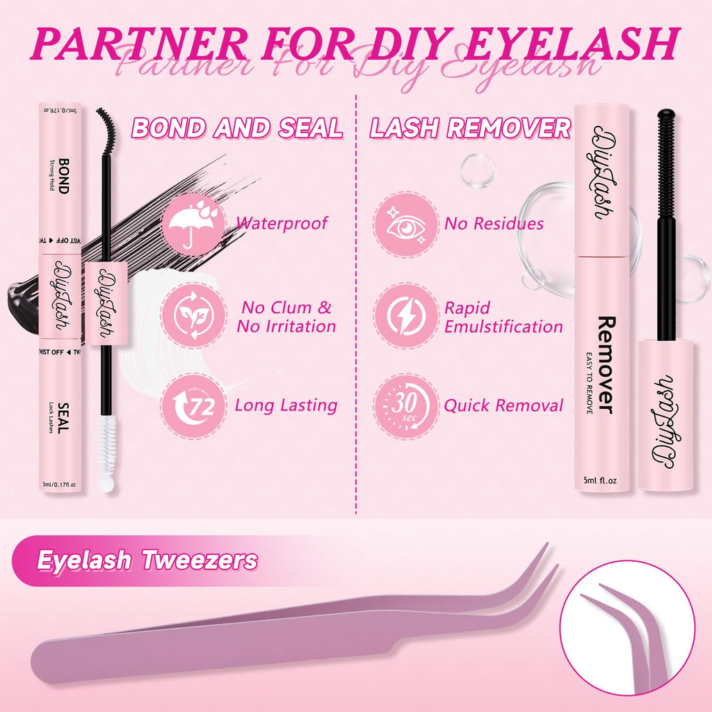 NYCAAR DIY Lash Extension Kit 280Pcs – 60D/80D Clusters, 0.07D Curl, 9–16mm Mix, Glue & Remover