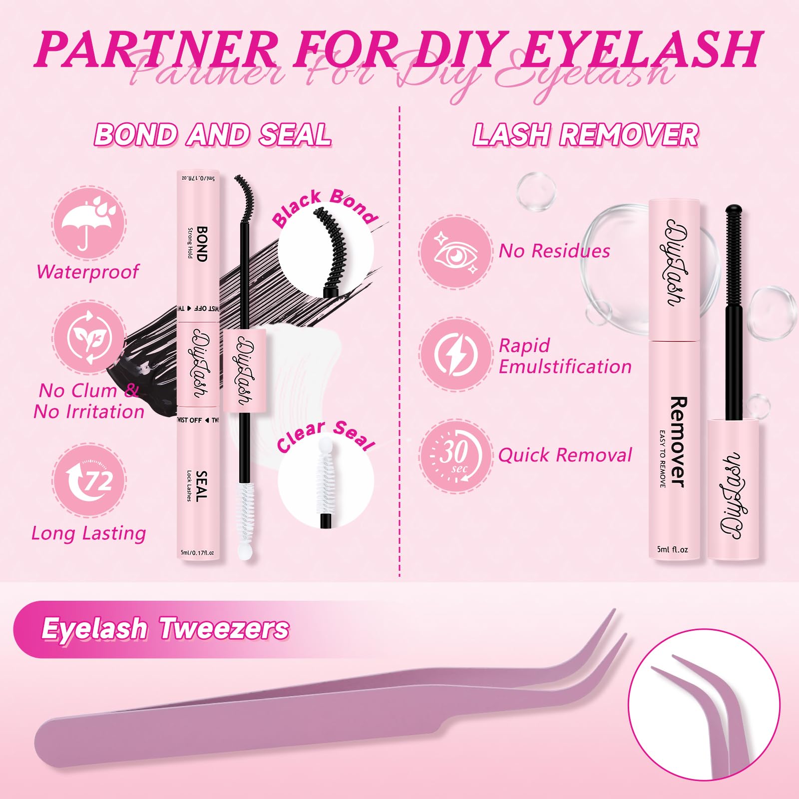 NYCAAR Lash Clusters 3D Effect Kit – 154pcs 200D D-Curl, 9-16mm Mix, DIY Lashes with Glue & Remover