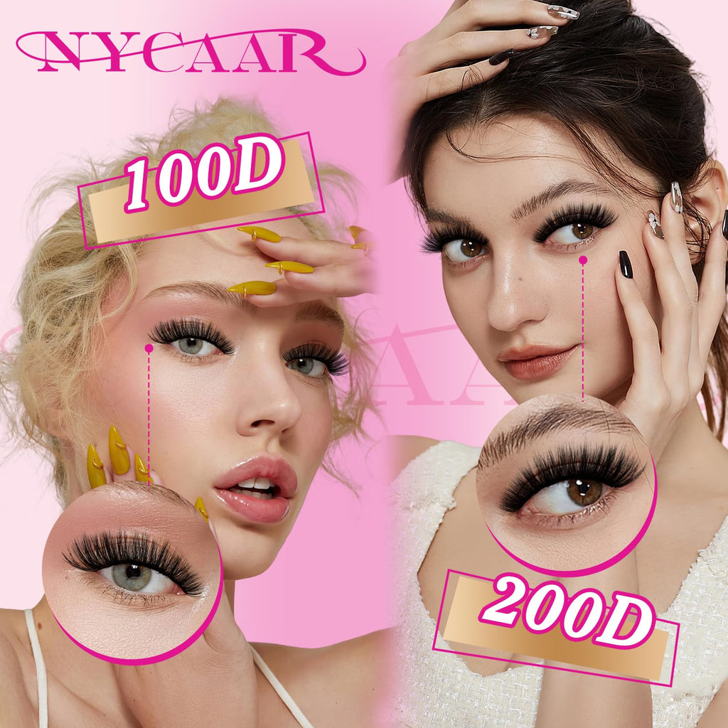 NYCAAR Lash Clusters 3D Effect Kit – 280pcs 80D/100D D-Curl 9-16mm Wispy Lashes + Glue & Remover
