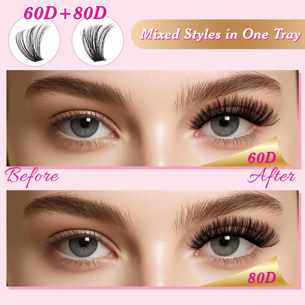 NYCAAR DIY Lash Extension Kit – 280Pcs, 30D/40D Clusters, 0.07D Curl, 9-16mm, Glue Remover