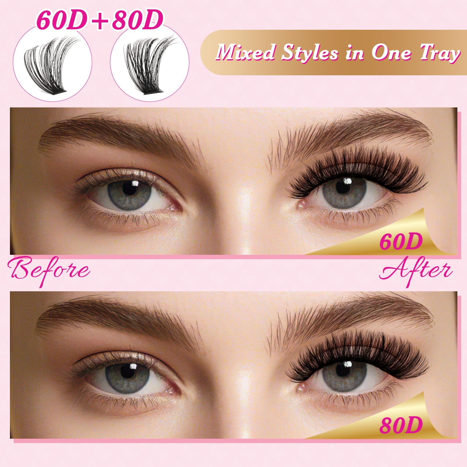 NYCAAR DIY Lash Extension Kit – 280Pcs, 30D/40D Clusters, 0.07D Curl, 9-16mm, Glue Remover
